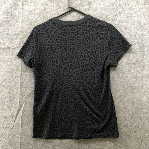 Nike Leopard Print Tee Womens S Black Swoosh Logo Short Sleeve Activewear Cotton - Picture 2 of 9